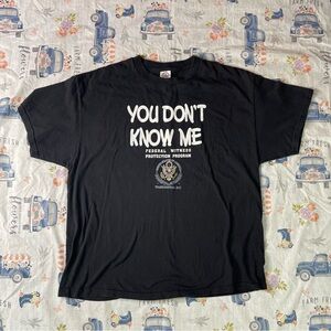 Y2K NWOT Federal Witness Protection  You Don’t Know Me Parody T-Shirt Black  XL